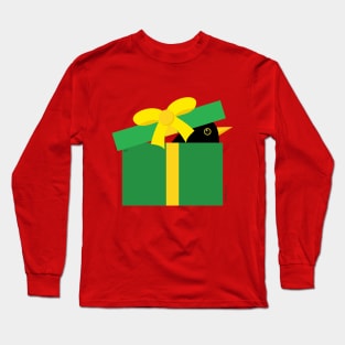 Cute Blackbird Peeking Out Of A Gift Box Long Sleeve T-Shirt